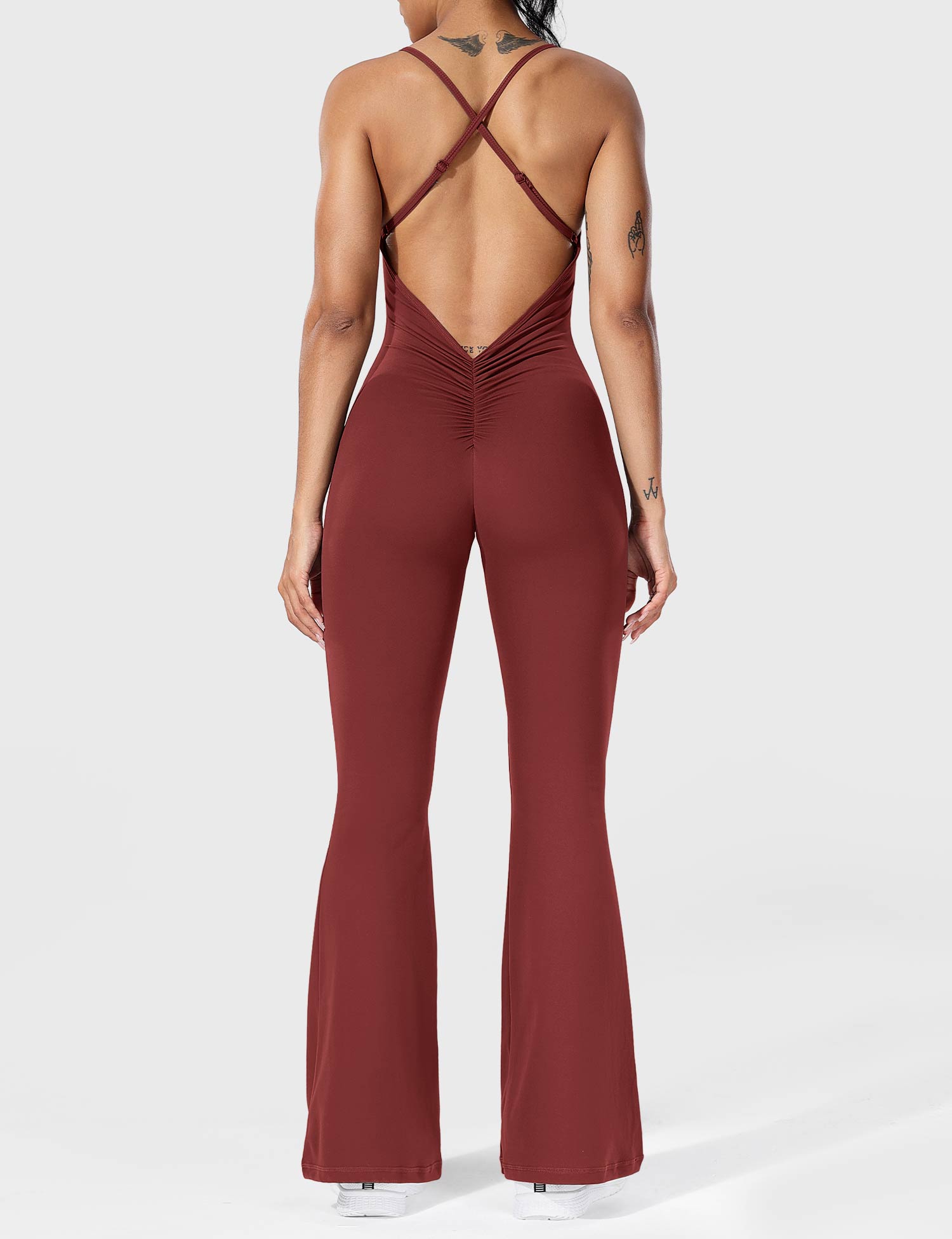 Serafina | Rugloze Flare Jumpsuit met verstelbare bandjes