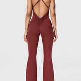Serafina | Rugloze Flare Jumpsuit met verstelbare bandjes