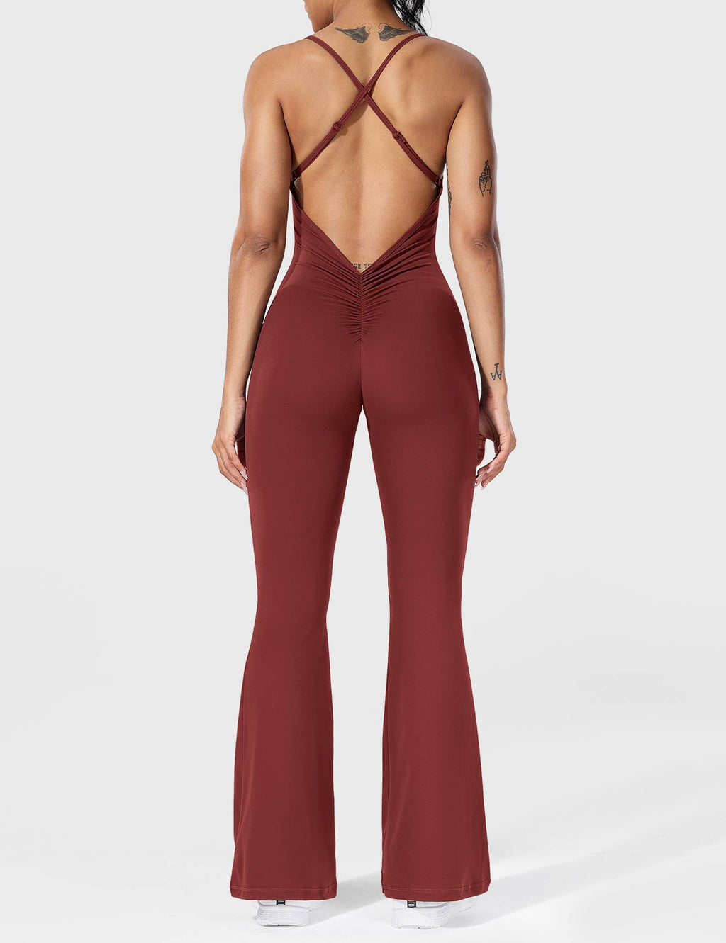 Serafina | Rugloze Flare Jumpsuit met verstelbare bandjes