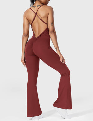 Serafina | Rugloze Flare Jumpsuit met verstelbare bandjes