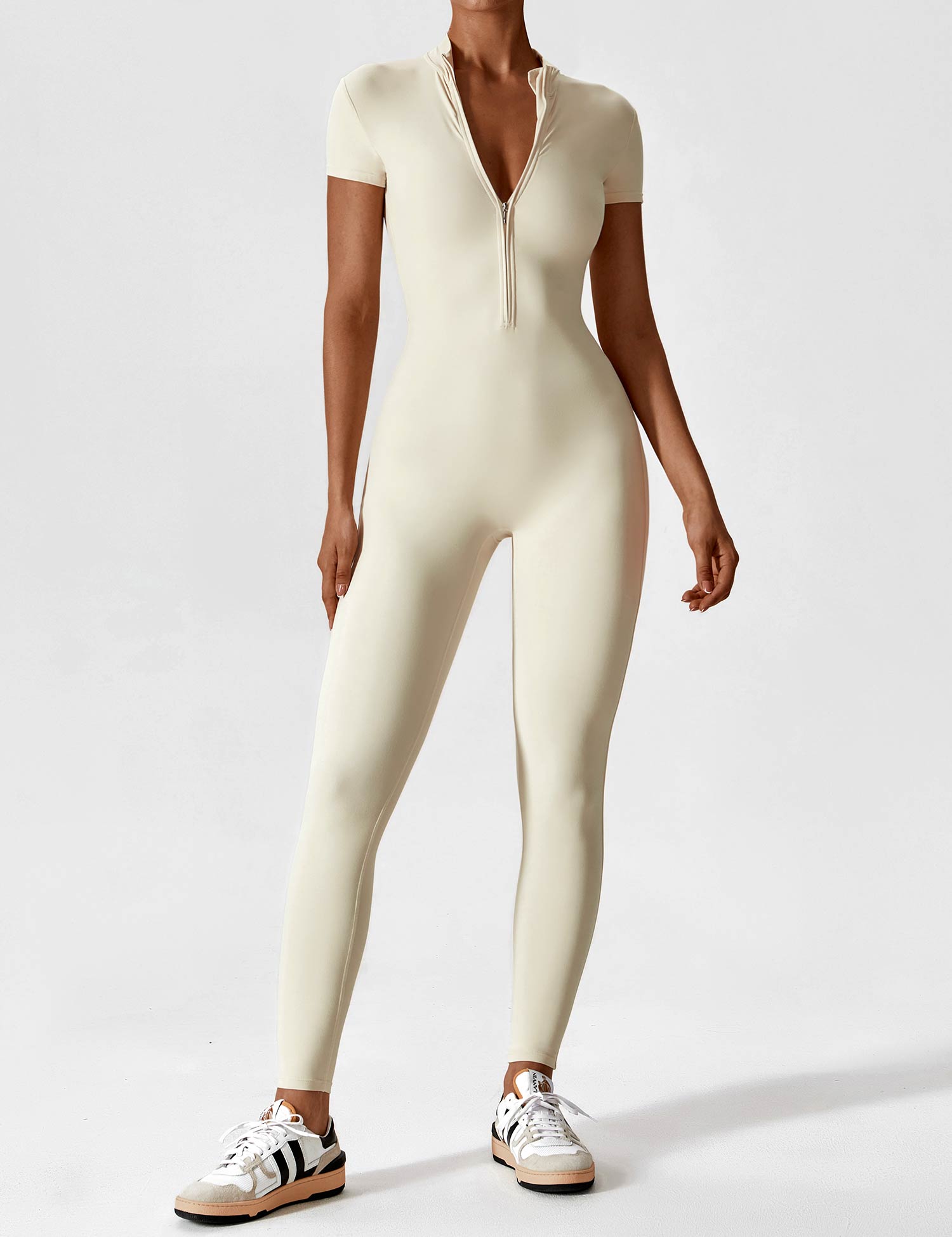 Wanda | Lange Mouwen Jumpsuit - Staande Kraag Rits