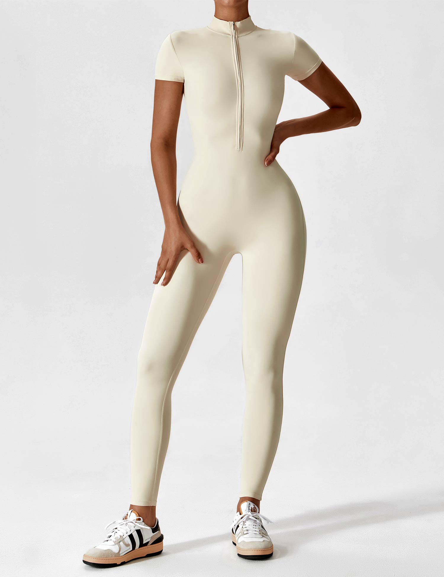 Wanda | Lange Mouwen Jumpsuit - Staande Kraag Rits