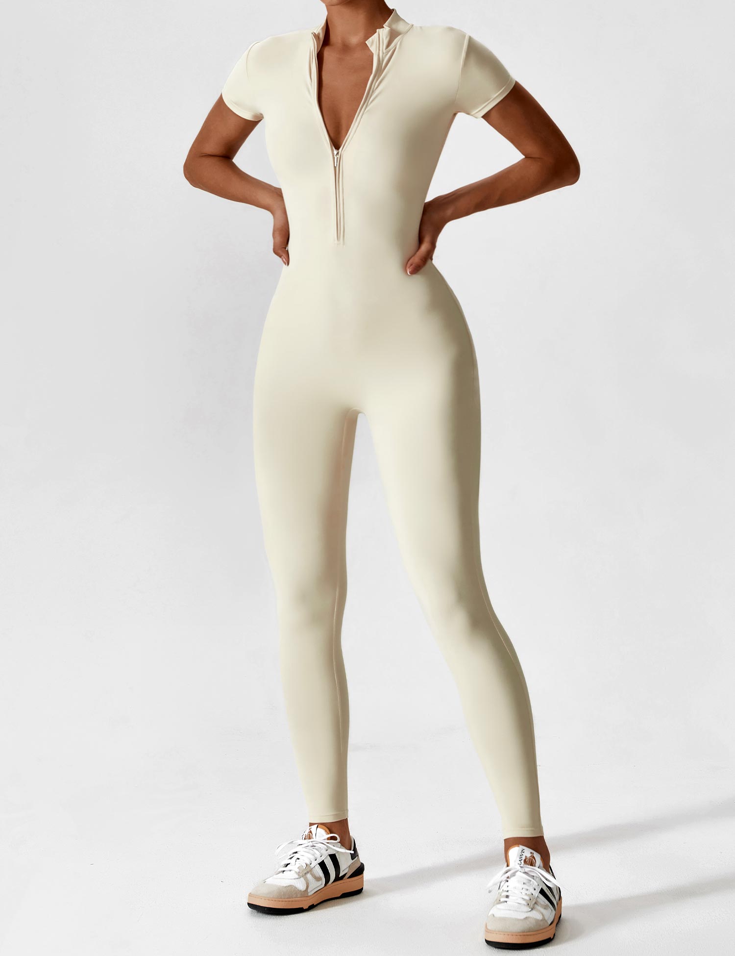 Wanda | Lange Mouwen Jumpsuit - Staande Kraag Rits