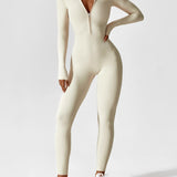 Wanda | Lange Mouwen Jumpsuit - Staande Kraag Rits