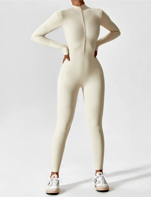 Wanda | Lange Mouwen Jumpsuit - Staande Kraag Rits