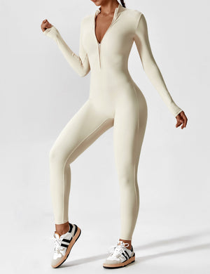 Wanda | Lange Mouwen Jumpsuit - Staande Kraag Rits