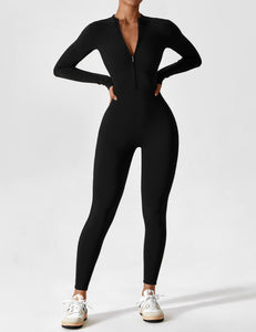 Wanda | Lange Mouwen Jumpsuit - Staande Kraag Rits