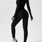 Wanda | Lange Mouwen Jumpsuit - Staande Kraag Rits