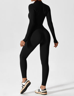 Wanda | Lange Mouwen Jumpsuit - Staande Kraag Rits