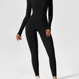 Wanda | Lange Mouwen Jumpsuit - Staande Kraag Rits