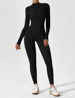 Wanda | Lange Mouwen Jumpsuit - Staande Kraag Rits