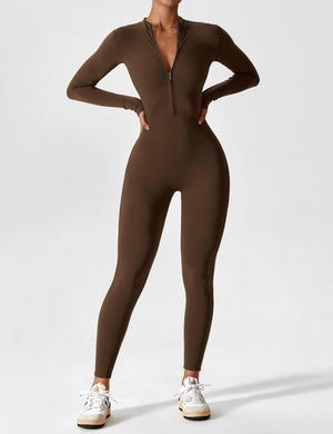 Wanda | Lange Mouwen Jumpsuit - Staande Kraag Rits