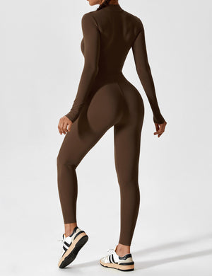 Wanda | Lange Mouwen Jumpsuit - Staande Kraag Rits