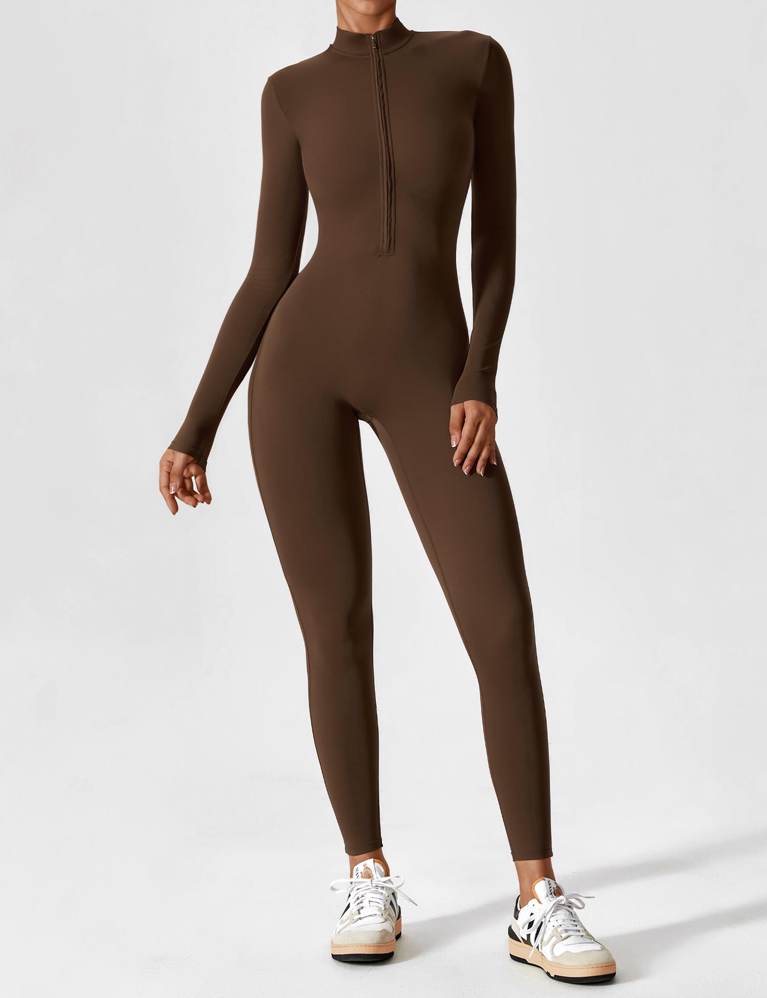 Wanda | Lange Mouwen Jumpsuit - Staande Kraag Rits