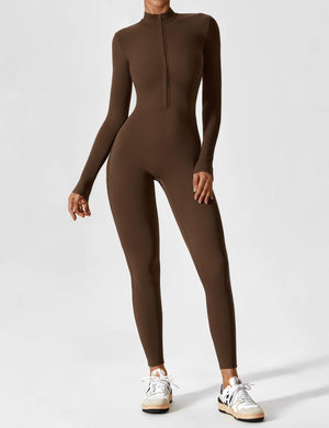 Wanda | Lange Mouwen Jumpsuit - Staande Kraag Rits