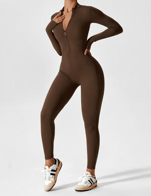 Wanda | Lange Mouwen Jumpsuit - Staande Kraag Rits