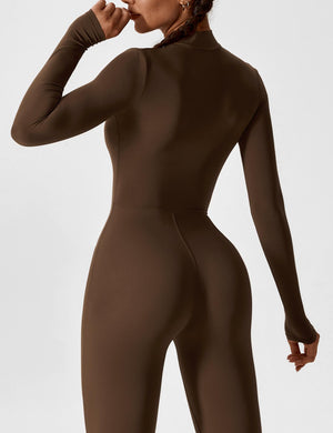 Wanda | Lange Mouwen Jumpsuit - Staande Kraag Rits