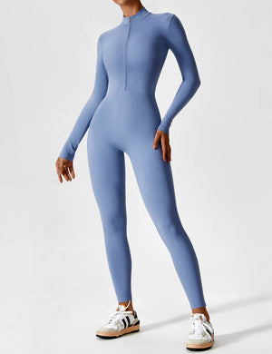 Wanda | Lange Mouwen Jumpsuit - Staande Kraag Rits