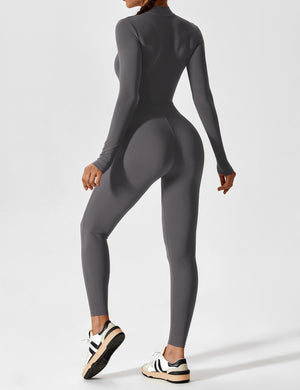 Wanda | Lange Mouwen Jumpsuit - Staande Kraag Rits