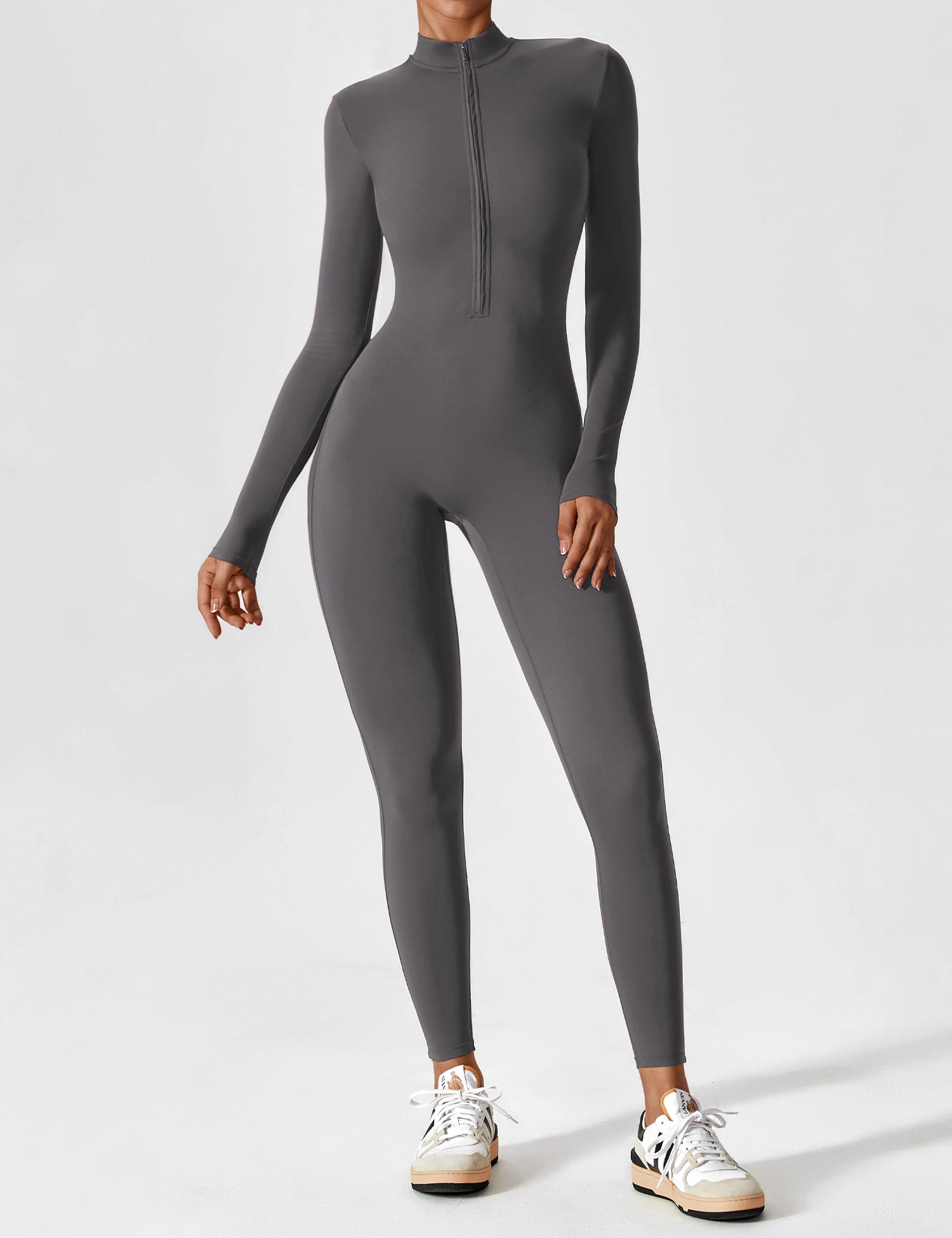 Wanda | Lange Mouwen Jumpsuit - Staande Kraag Rits