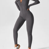Wanda | Lange Mouwen Jumpsuit - Staande Kraag Rits