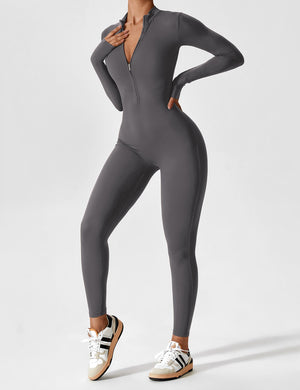 Wanda | Lange Mouwen Jumpsuit - Staande Kraag Rits