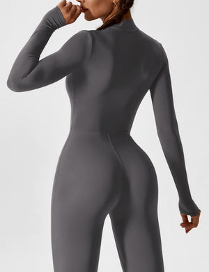 Wanda | Lange Mouwen Jumpsuit - Staande Kraag Rits