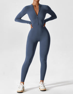 Wanda | Lange Mouwen Jumpsuit - Staande Kraag Rits
