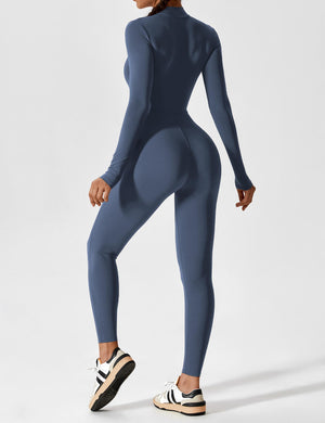 Wanda | Lange Mouwen Jumpsuit - Staande Kraag Rits