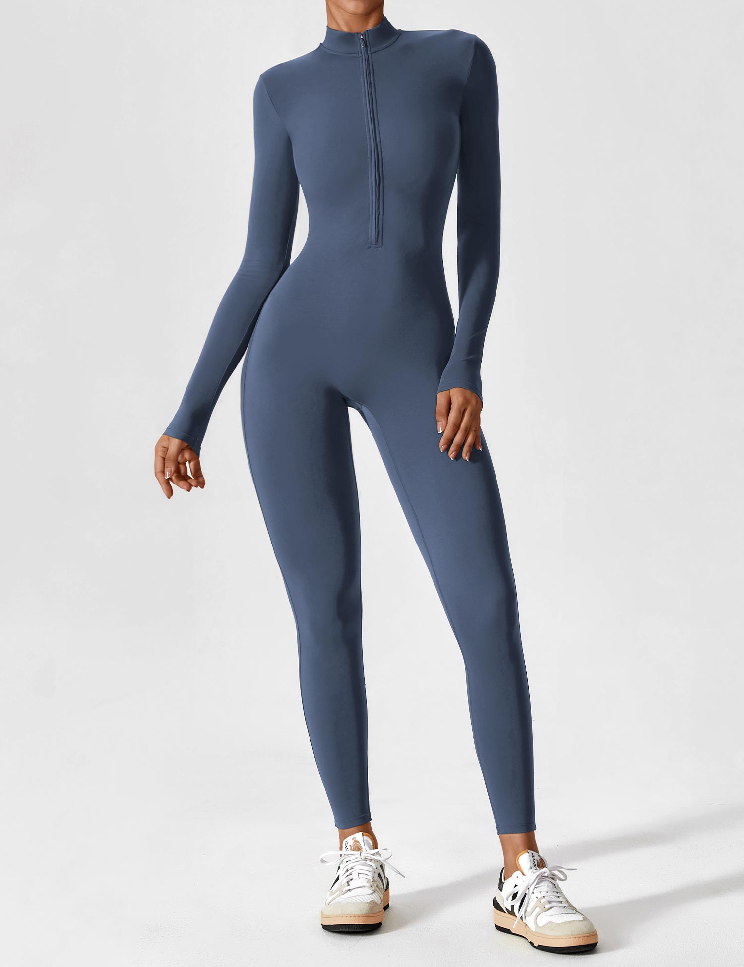 Wanda | Lange Mouwen Jumpsuit - Staande Kraag Rits