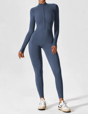 Wanda | Lange Mouwen Jumpsuit - Staande Kraag Rits