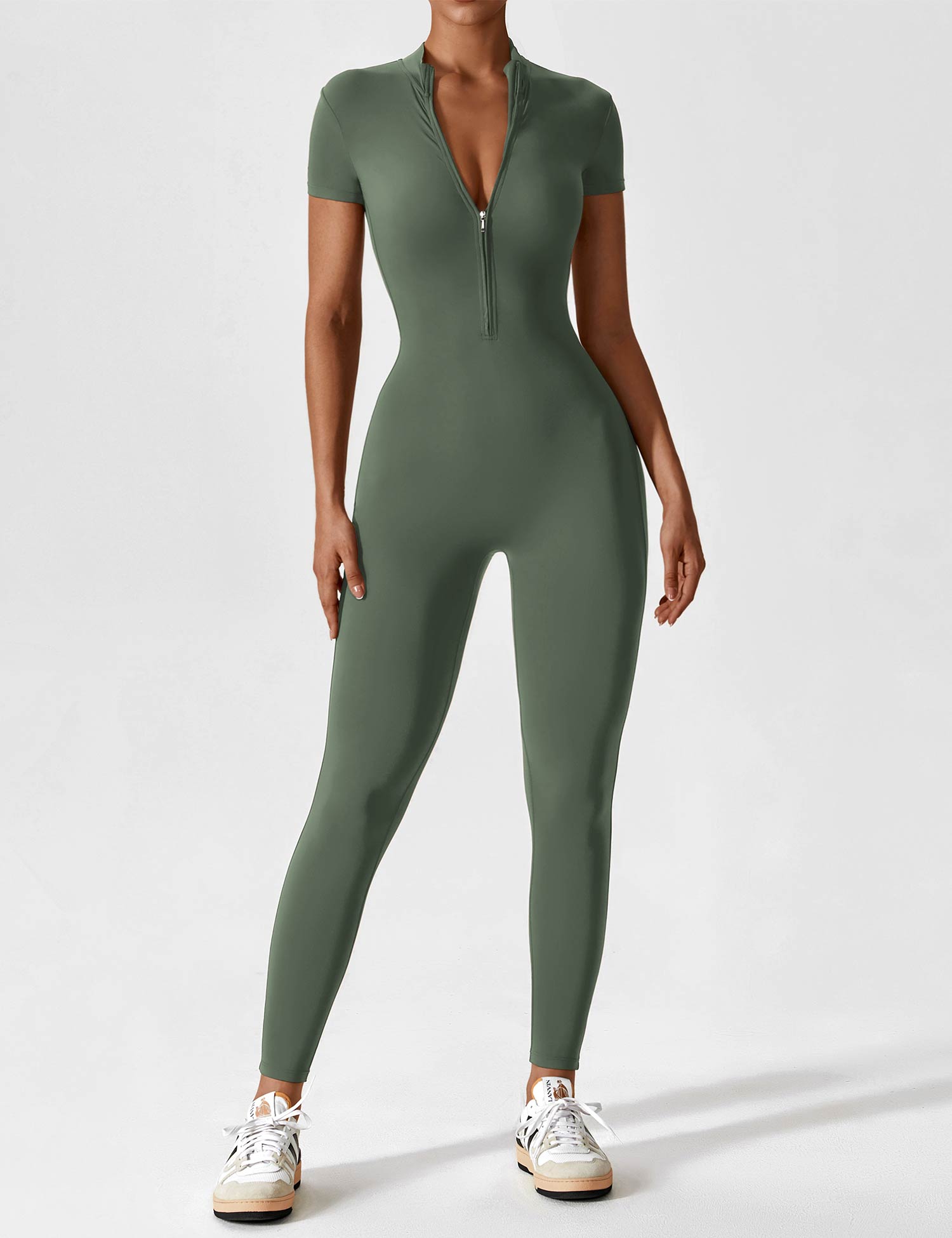Wanda | Lange Mouwen Jumpsuit - Staande Kraag Rits