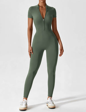 Wanda | Lange Mouwen Jumpsuit - Staande Kraag Rits