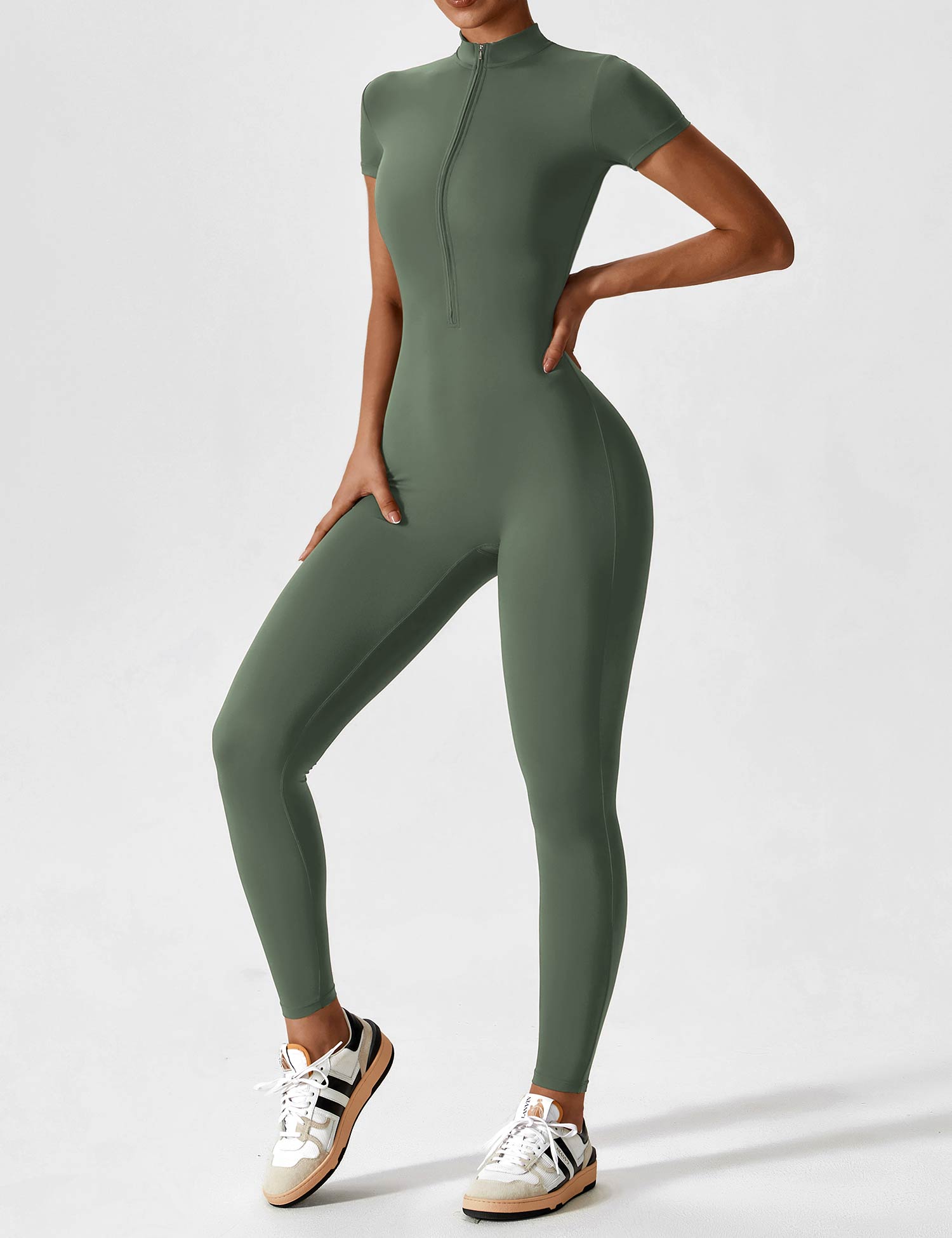 Wanda | Lange Mouwen Jumpsuit - Staande Kraag Rits