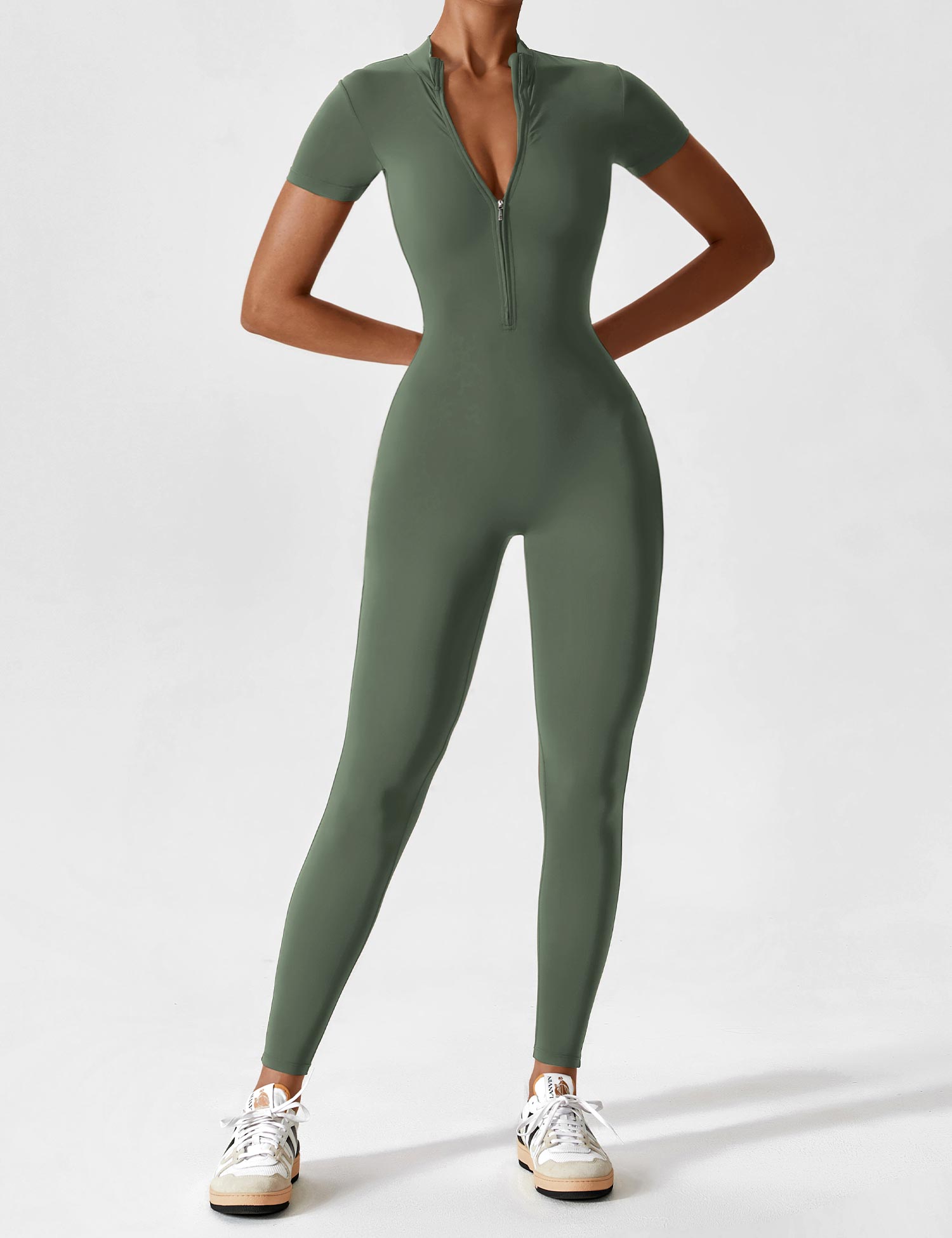 Wanda | Lange Mouwen Jumpsuit - Staande Kraag Rits