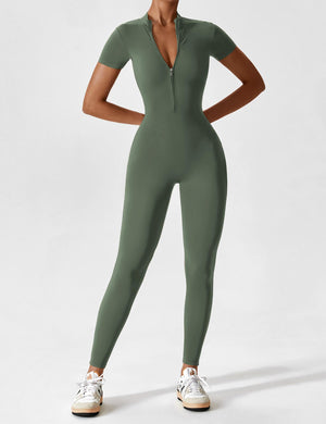 Wanda | Lange Mouwen Jumpsuit - Staande Kraag Rits