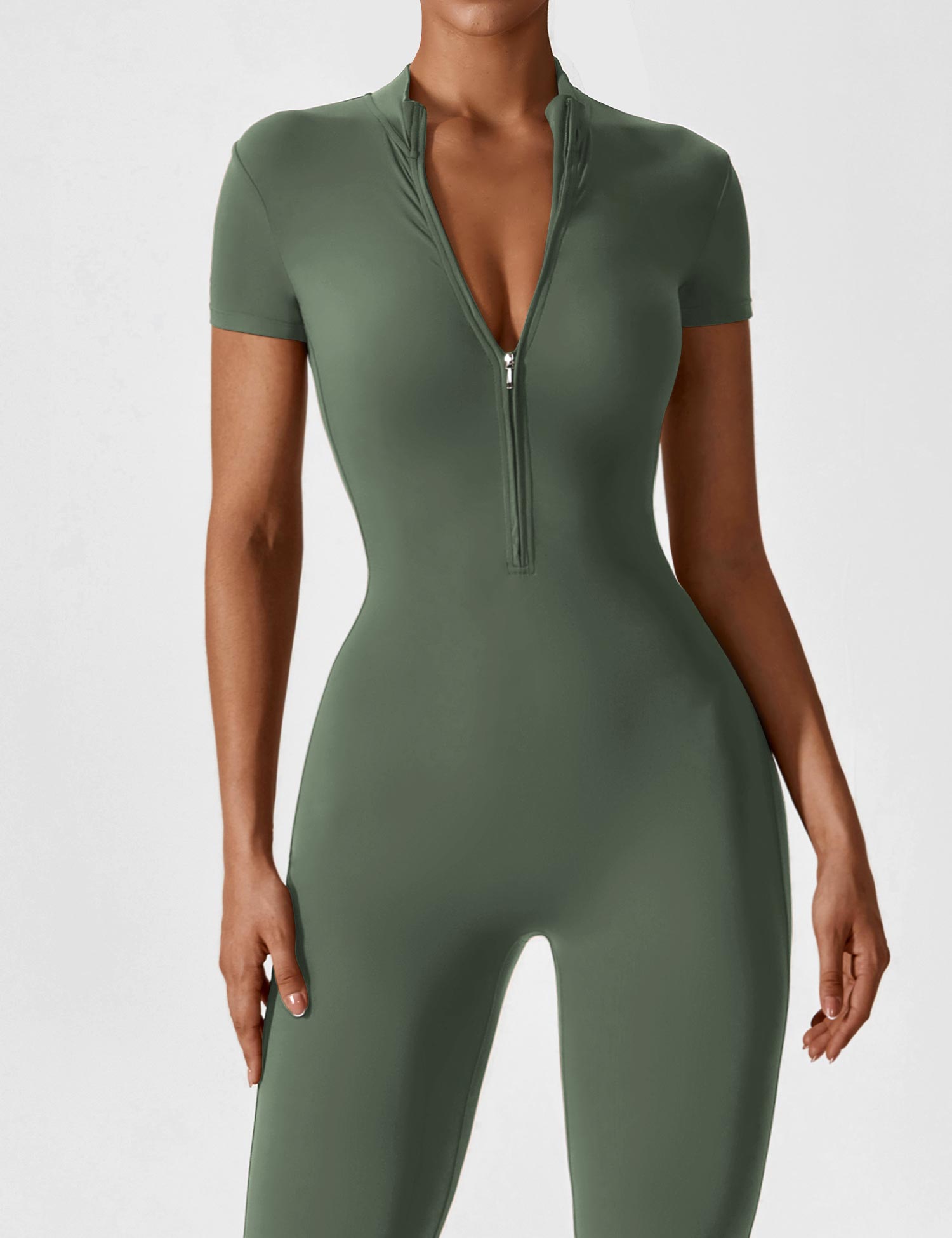 Wanda | Lange Mouwen Jumpsuit - Staande Kraag Rits