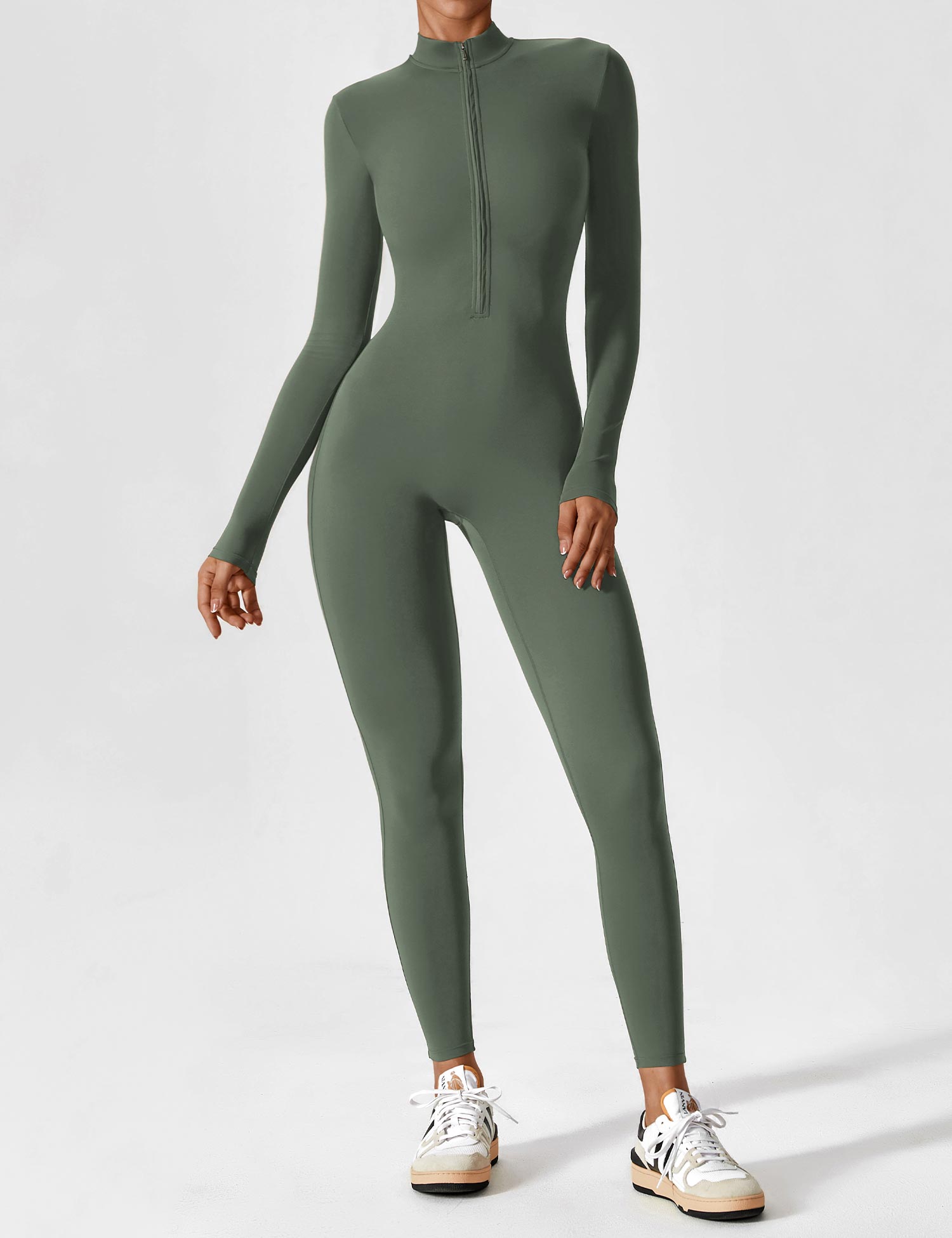 Wanda | Lange Mouwen Jumpsuit - Staande Kraag Rits