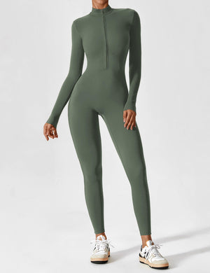 Wanda | Lange Mouwen Jumpsuit - Staande Kraag Rits