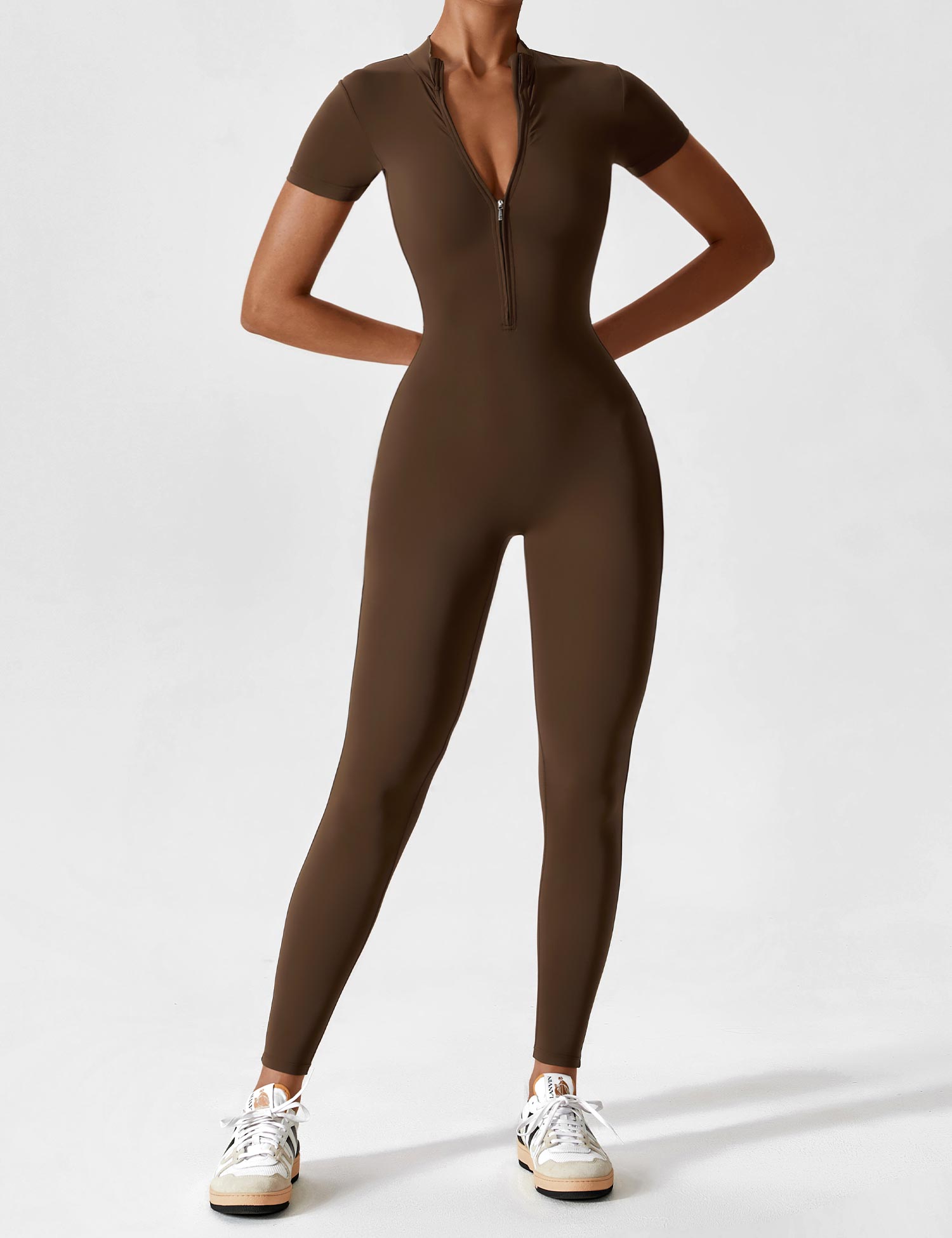 Wanda | Lange Mouwen Jumpsuit - Staande Kraag Rits