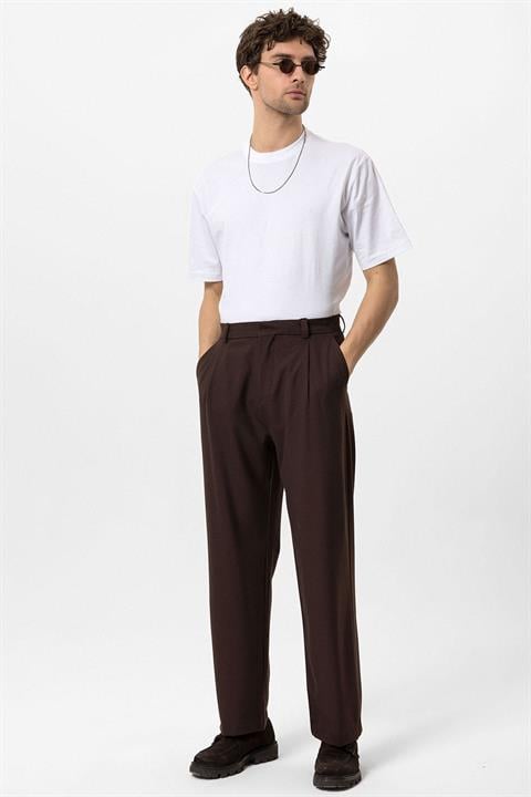 Yannick | Hoge Taille Heren-Baggy Broek - Bruin