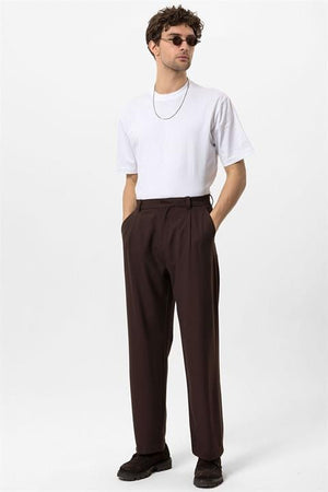 Yannick | Hoge Taille Heren-Baggy Broek - Bruin