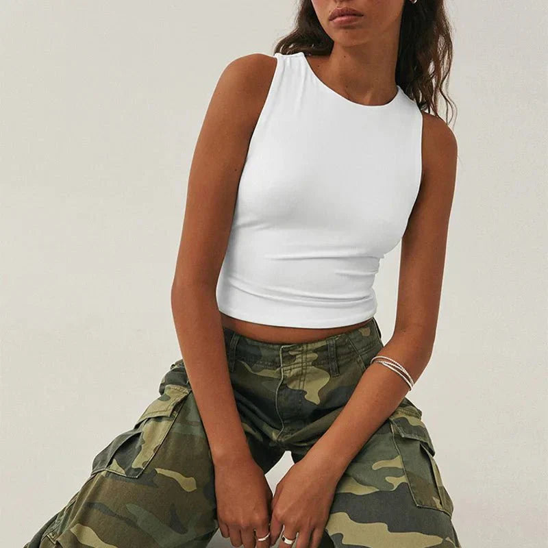 Nadja | Passend mouwloos Crop-Top