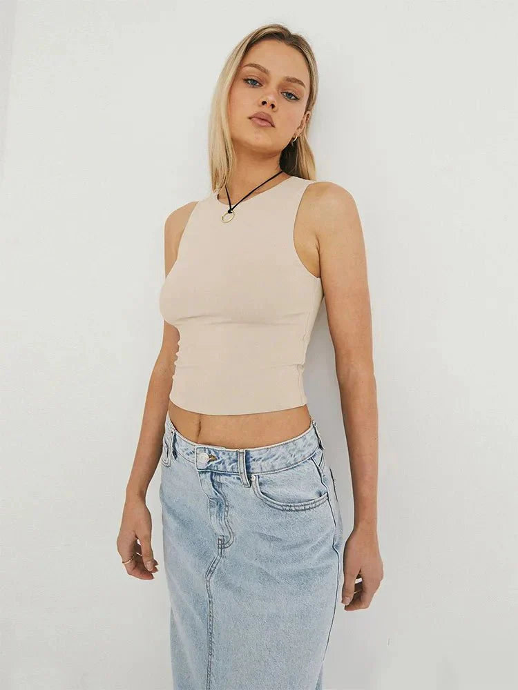 Nadja | Passend mouwloos Crop-Top