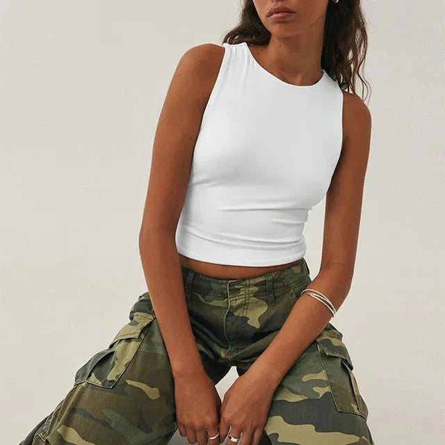 Nadja | Passend mouwloos Crop-Top